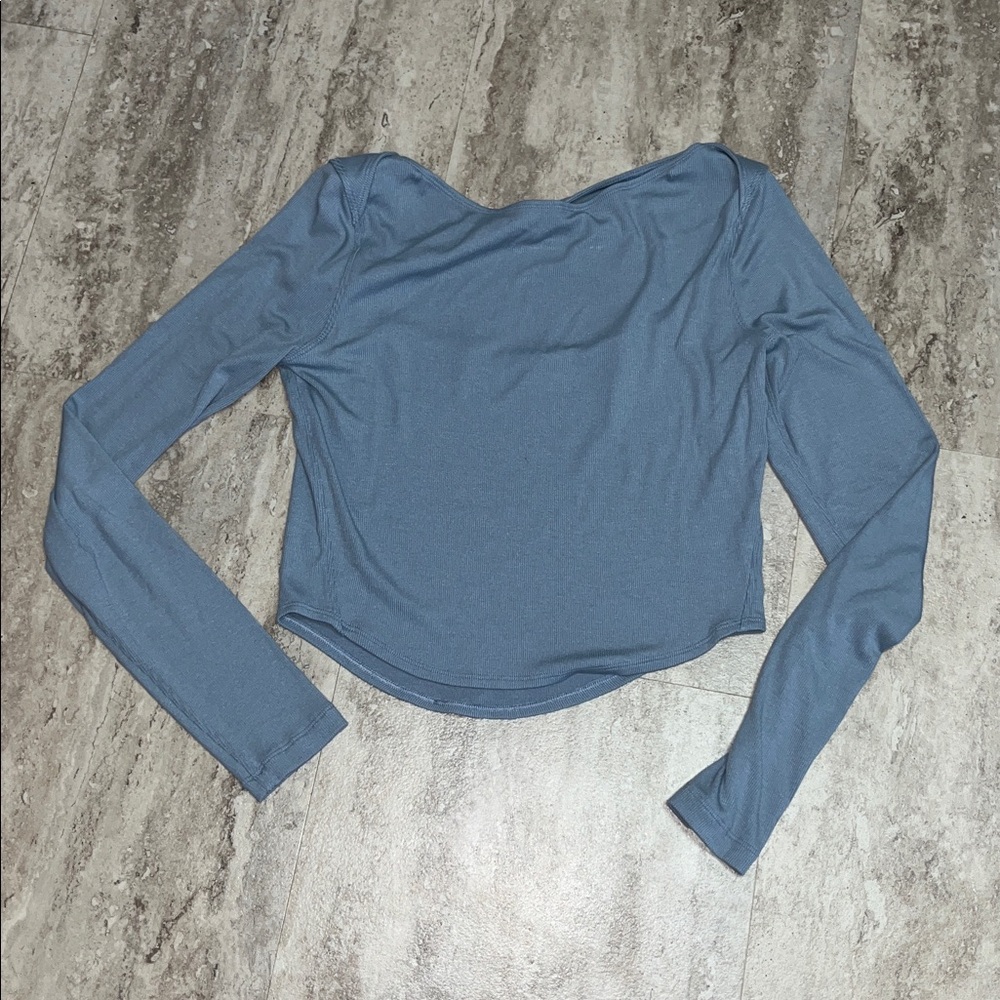 Elegant Blue Long Sleeve Women's Top